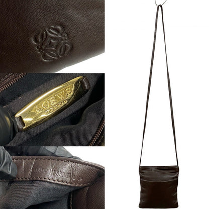 Loewe Shoulder Bag Leather Brown Anagram Logo Women
