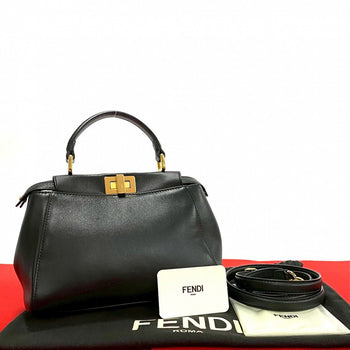 Fendi Shoulder Bag Leather Black Peek-A-Boo Mini Women