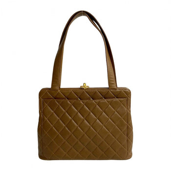 Chanel Tote Bag Matt Caviar Skin Brown Coco Mark Matrasse Women
