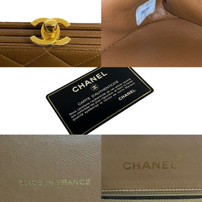 Chanel Tote Bag Matt Caviar Skin Brown Coco Mark Matrasse Women