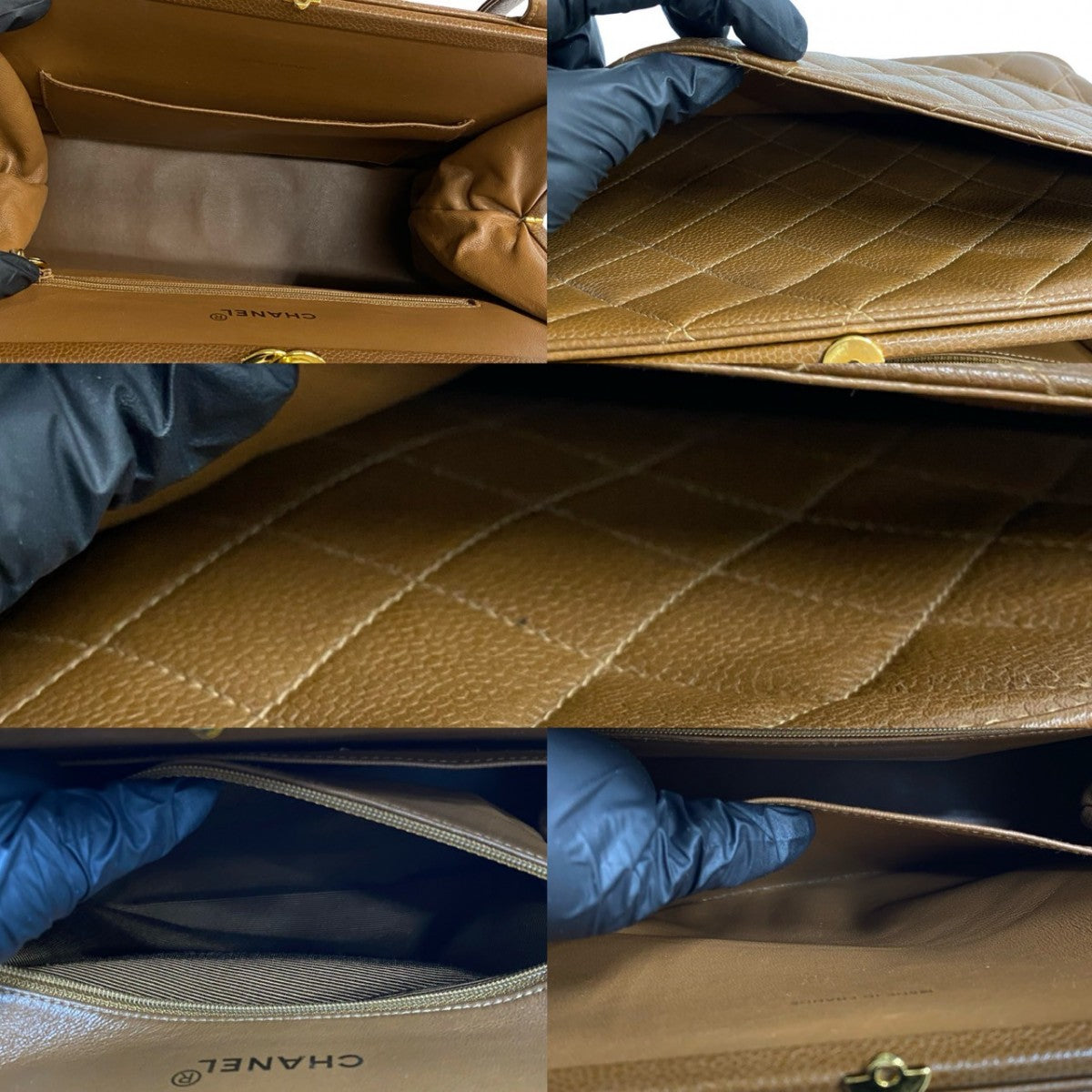 Chanel Tote Bag Matt Caviar Skin Brown Coco Mark Matrasse Women