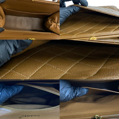Chanel Tote Bag Matt Caviar Skin Brown Coco Mark Matrasse Women