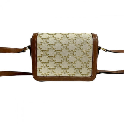 Celine Shoulder Bag Leather, Pvc Brown Logo Metal Teen Triomphe Women