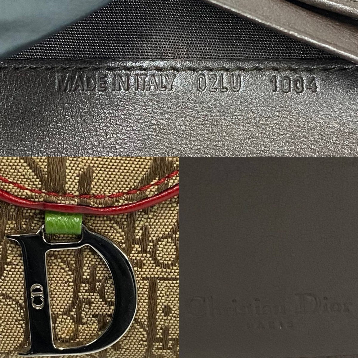 Dior Bifold Wallet Canvas, Leather Brown Trotter Pattern Logo Metal Saddle Women