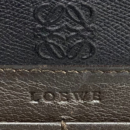Loewe Long Wallet Purse Leather Black Anagram Logo Women(Unisex)