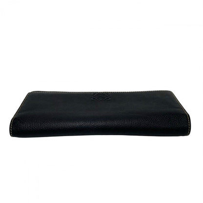 Loewe Long Wallet Purse Leather Black Anagram Logo Women(Unisex)