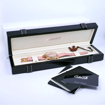 Gaga Milano Watches Quartz 5012.Wh.Kala Stainless Steel , Leather Pink Manure 40 White Dial