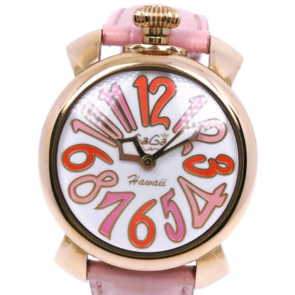 Gaga Milano Watches Quartz 5012.Wh.Kala Stainless Steel , Leather Pink Manure 40 White Dial