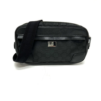 Gucci Waist Bag 336672 Nylon / Leather Black Gg Nylon