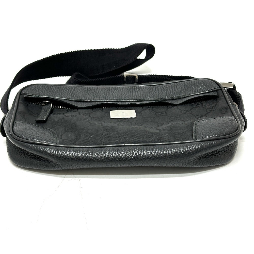 Gucci Waist Bag 336672 Nylon / Leather Black Gg Nylon