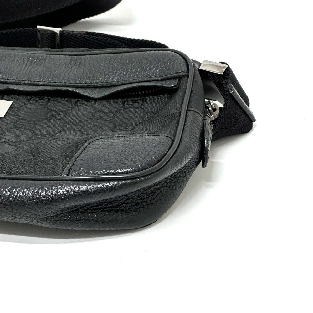 Gucci Waist Bag 336672 Nylon / Leather Black Gg Nylon
