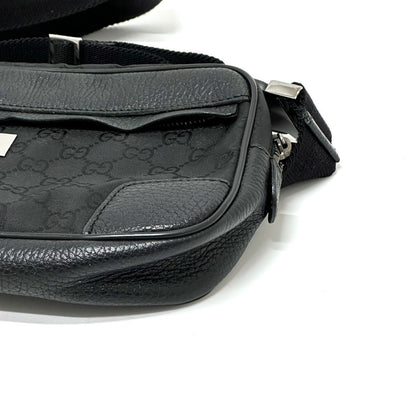 Gucci Waist Bag 336672 Nylon / Leather Black Gg Nylon