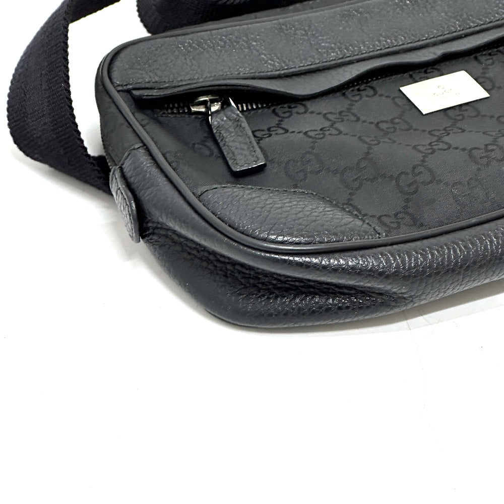 Gucci Waist Bag 336672 Nylon / Leather Black Gg Nylon