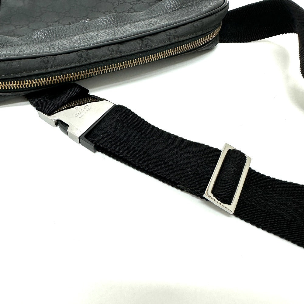 Gucci Waist Bag 336672 Nylon / Leather Black Gg Nylon