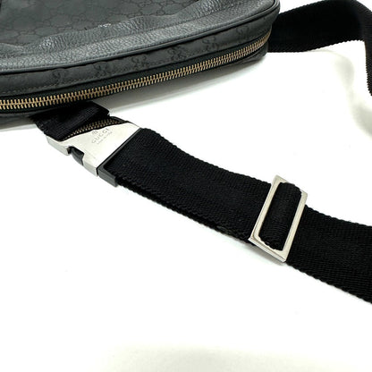 Gucci Waist Bag 336672 Nylon / Leather Black Gg Nylon