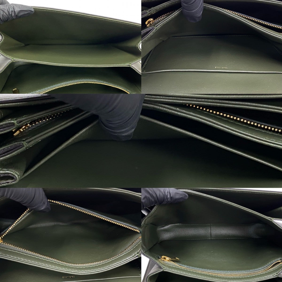 Celine Shoulder Bag Leather Khaki Classic Triomphe Women