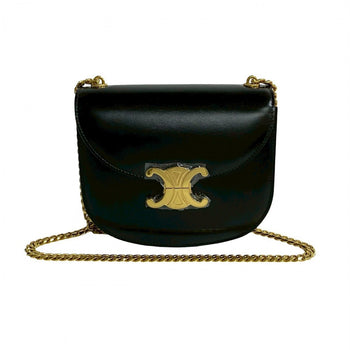 Celine Shoulder Bag Leather Black Teen Chain Busas Women