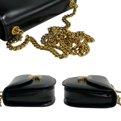 Celine Shoulder Bag Leather Black Teen Chain Busas Women