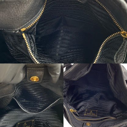 Prada Tote Bag Nylon, Leather Black Prada Logometal Women