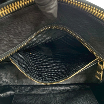 Prada Handbag Leather Black Prada Logometal Women