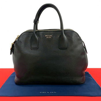 Prada Handbag Leather Black Prada Logometal Women