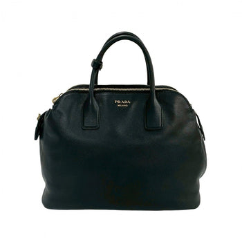 Prada Handbag Leather Black Prada Logometal Women