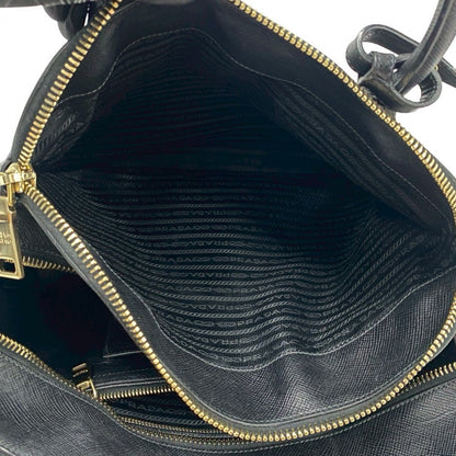 Prada Handbag Leather Black Prada Logometal Women