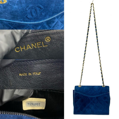 Chanel Shoulder Bag Leather Blue Matrasse Women