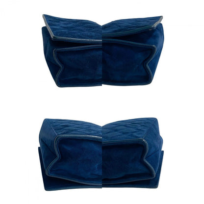 Chanel Shoulder Bag Leather Blue Matrasse Women