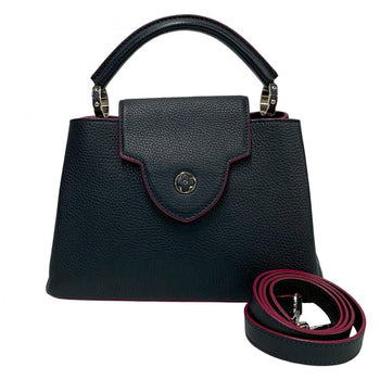 Louis Vuitton Shoulder Bag M42245 Taurillon Clemence Leather Navy Capsine Bb Women