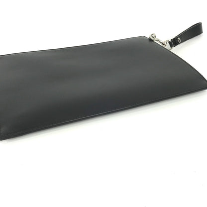 Gucci Clutch Bag 597678 Leather Black Bag Pouch Braid Embroidery Logo Unisex(Unisex)