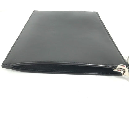 Gucci Clutch Bag 597678 Leather Black Bag Pouch Braid Embroidery Logo Unisex(Unisex)