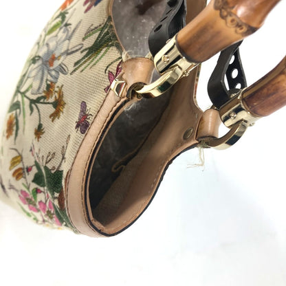 Gucci Handbag 140203 Canvas Multicolor Flora Bamboo Floral Flower