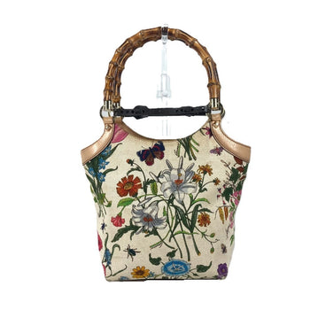 Gucci Handbag 140203 Canvas Multicolor Flora Bamboo Floral Flower