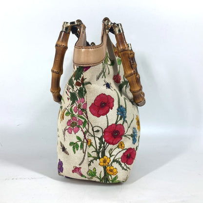 Gucci Handbag 140203 Canvas Multicolor Flora Bamboo Floral Flower