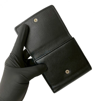 Dior Bifold Wallet Leather Black Logo Metal Mens