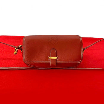 Loewe Shoulder Bag Leather Red Anagram Logo Women