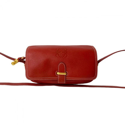 Loewe Shoulder Bag Leather Red Anagram Logo Women