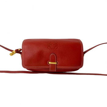 Loewe Shoulder Bag Leather Red Anagram Logo Women