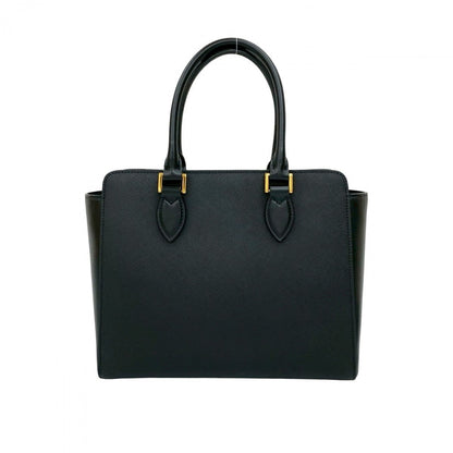 Prada Shoulder Bag Leather Black Logo Metal Galleria Women