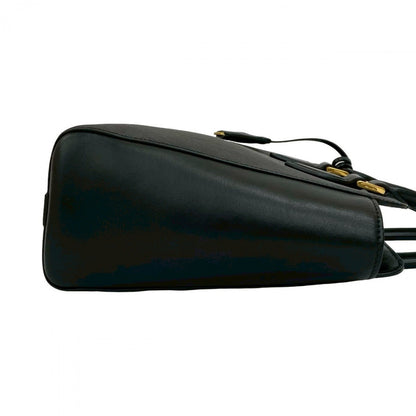 Prada Shoulder Bag Leather Black Logo Metal Galleria Women