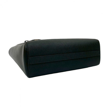 Prada Shoulder Bag Leather Black Logo Metal Galleria Women