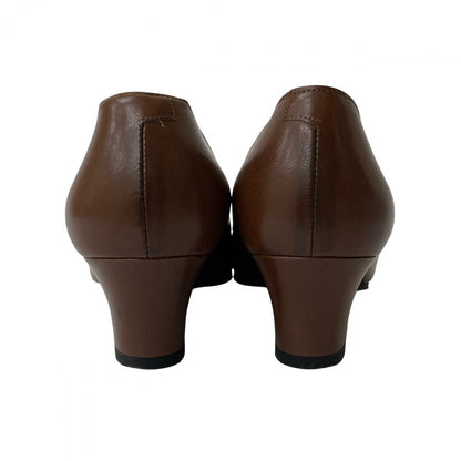 Dior Pumps Leather Brown Cd Logo Ribbon Women 5 1/2