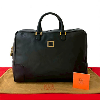 Loewe Boston Duffel Bag Leather Black Anagram Logo Mens