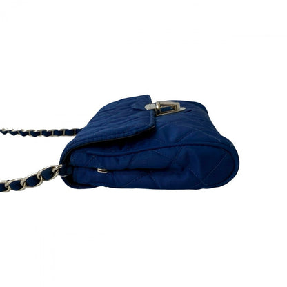 Prada Shoulder Bag Nylon, Leather Blue Logo Metal Women