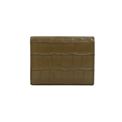 Balenciaga Tri-Fold Wallet Leather Beige Balenciaga Logo Embossed Women