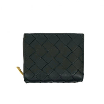 Bottegaveneta Bifold Wallet Leather Black Intrecciato Women(Unisex)