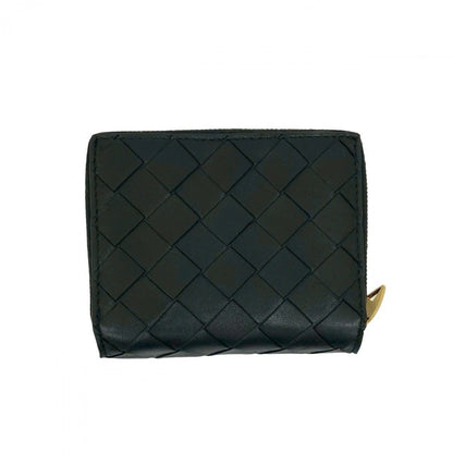 Bottegaveneta Bifold Wallet Leather Black Intrecciato Women(Unisex)