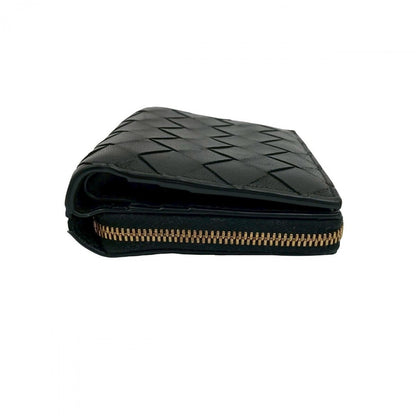 Bottegaveneta Bifold Wallet Leather Black Intrecciato Women(Unisex)