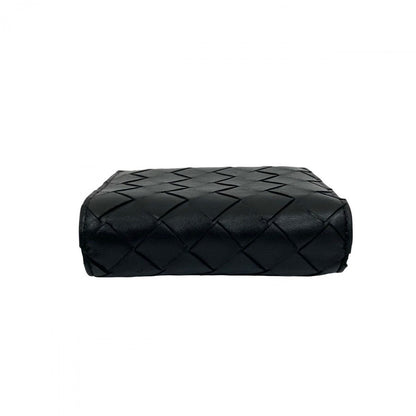 Bottegaveneta Bifold Wallet Leather Black Intrecciato Women(Unisex)